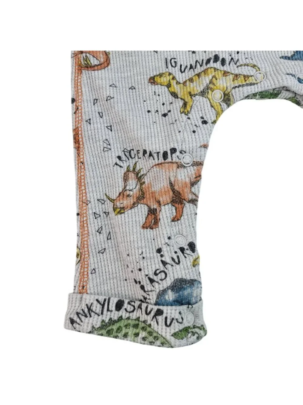 Mud Pie Dinosaur Thermal One Piece Sleeper Romper Multi 3-6M Long Sleeve Snaps